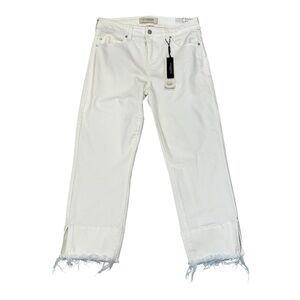 Liverpool Non-Skinny Skinny Jeans White Cropped Raw Hems Ankle Slits Size 8/29